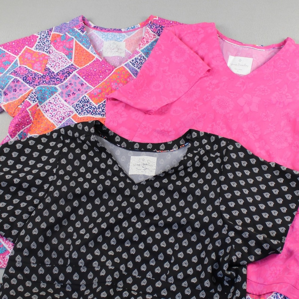 Vera Bradley Scrub Tops Women XL Multicolor Good Lot of 3 Floral Patchwork
